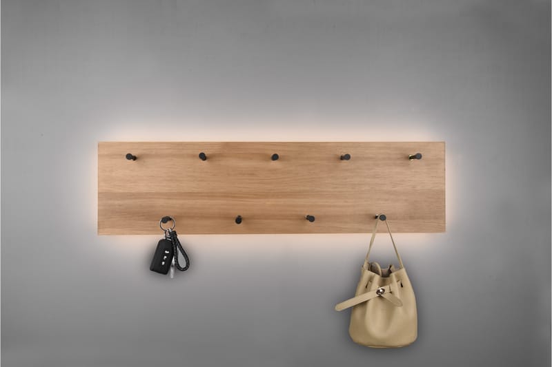 SAMANTHA Klädhängare LED-belyst 75x30 cm Trä/Svart - Trä/Svart - Förvaring - Sko- & klädförvaring - Klädhängare - Klädkrok