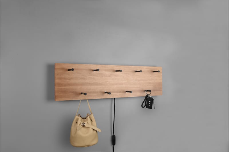 SAMANTHA Klädhängare LED-belyst 75x30 cm Trä/Svart - Trä/Svart - Förvaring - Sko- & klädförvaring - Klädhängare - Klädkrok