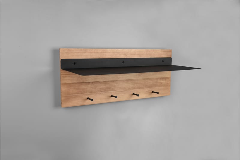 SAMANTHA Klädhängare LED-belyst med hylla 75x30 cm Trä/Svart - Trä/Svart - Förvaring - Sko- & klädförvaring - Klädhängare - Klädkrok