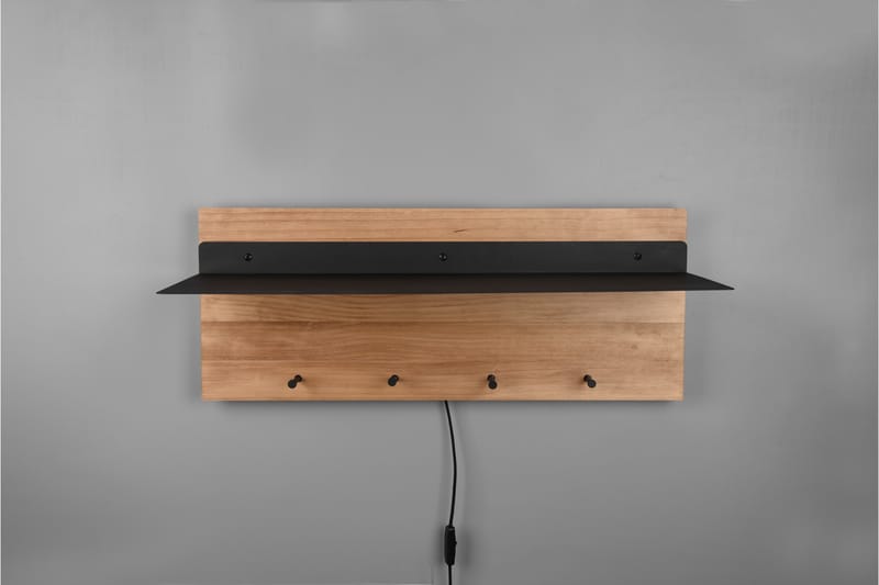 SAMANTHA Klädhängare LED-belyst med hylla 75x30 cm Trä/Svart - Trä/Svart - Förvaring - Sko- & klädförvaring - Klädhängare - Klädkrok