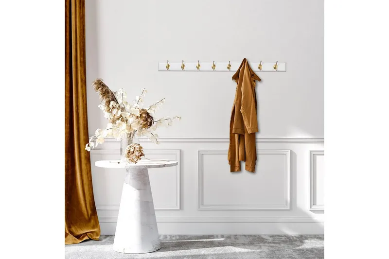 Träväggkrok Ranvir Vit / Rany - 100 x 7 x 8 - Förvaring - Sko- & klädförvaring - Klädhängare - Klädkrok