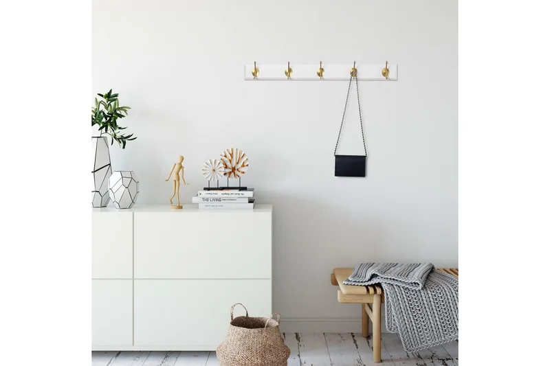 Träväggkrok Ranvir Vit / Rany - 65 x 7 x 8 - Förvaring - Sko- & klädförvaring - Klädhängare - Klädkrok