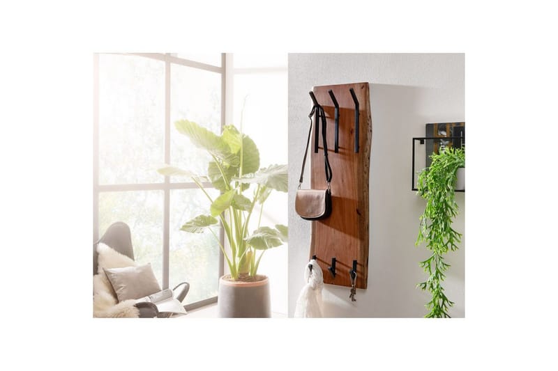 Vägghylla Wohnling Massiv trä träd kant väggmonterad klädhängare 35X100 cm industriell - Förvaring - Sko- & klädförvaring - Klädhängare - Klädställning