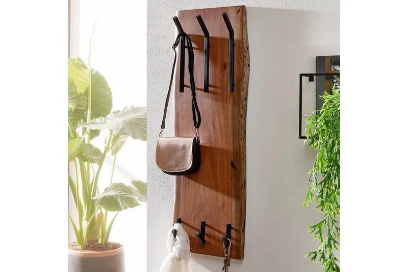 Vägghylla Wohnling Massiv trä träd kant väggmonterad klädhängare 35X100 cm industriell - Förvaring - Sko- & klädförvaring - Klädhängare - Klädställning