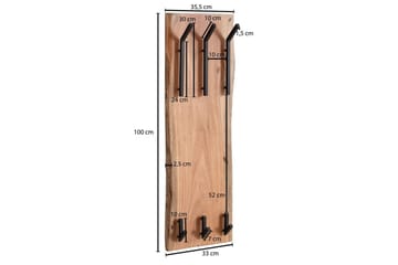 Vägghylla Wohnling Massiv trä träd kant väggmonterad klädhängare 35X100 cm industriell - Förvaring - Sko- & klädförvaring - Klädhängare - Klädställning