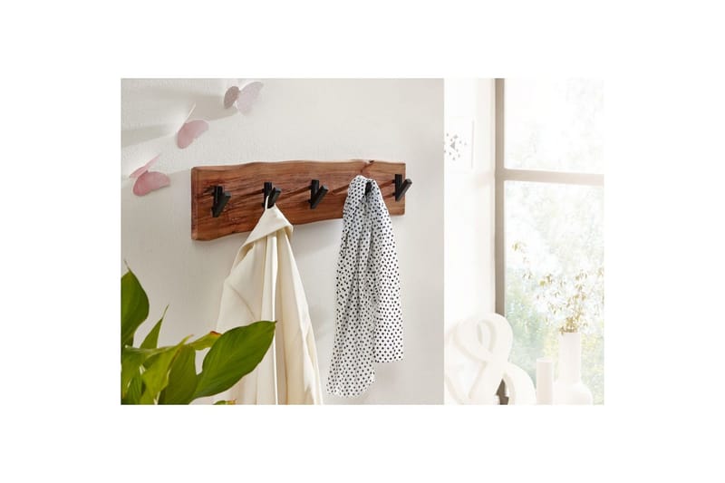 Vägghylla Wohnling Vägghängd kapphängare i massivt trä med trädets kantindustri, 60 cm - Förvaring - Sko- & klädförvaring - Klädhängare - Klädställning