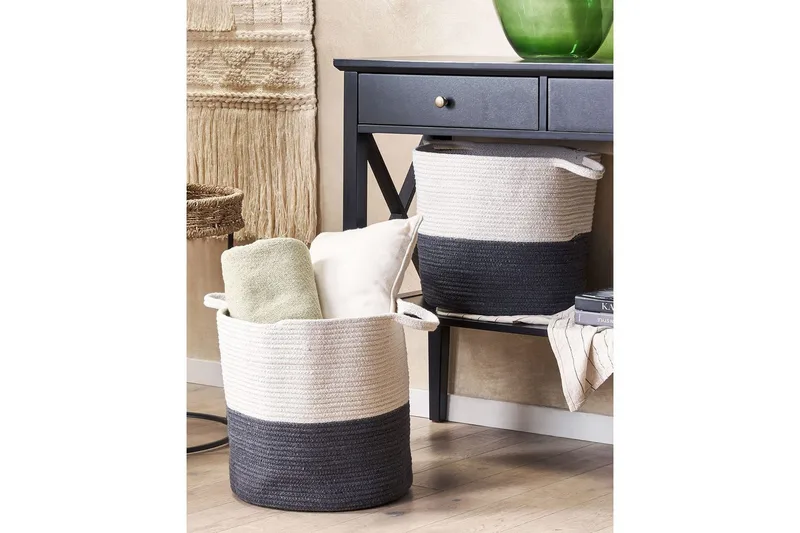 Korg Pazha set om 2 Vit, Svart - Vit, Svart - Förvaring - Sko- & klädförvaring - Tvättkorgar