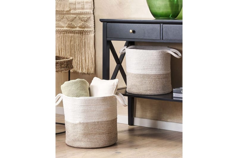 Korg Pazha set om 2 Beige, vit - Beige, vit - Förvaring - Sko- & klädförvaring - Tvättkorgar