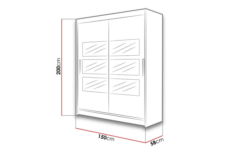Leila Garderob med Spegel 150x200 cm - Beige - Förvaring - Sko- & klädförvaring - Garderober & garderobssystem
