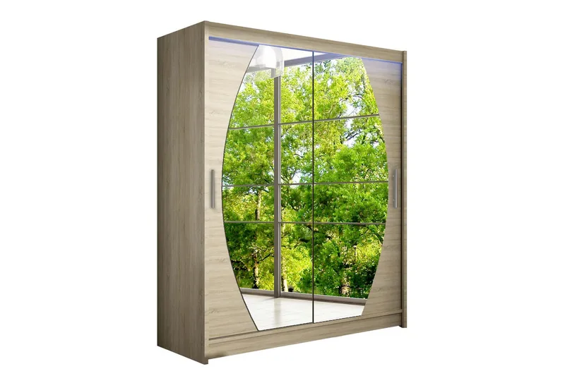 Leila Garderob med Spegel 150x200 cm, Beige