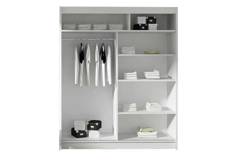 Leila Garderob med Spegel 150x200 cm - Vit - Förvaring - Sko- & klädförvaring - Garderober & garderobssystem