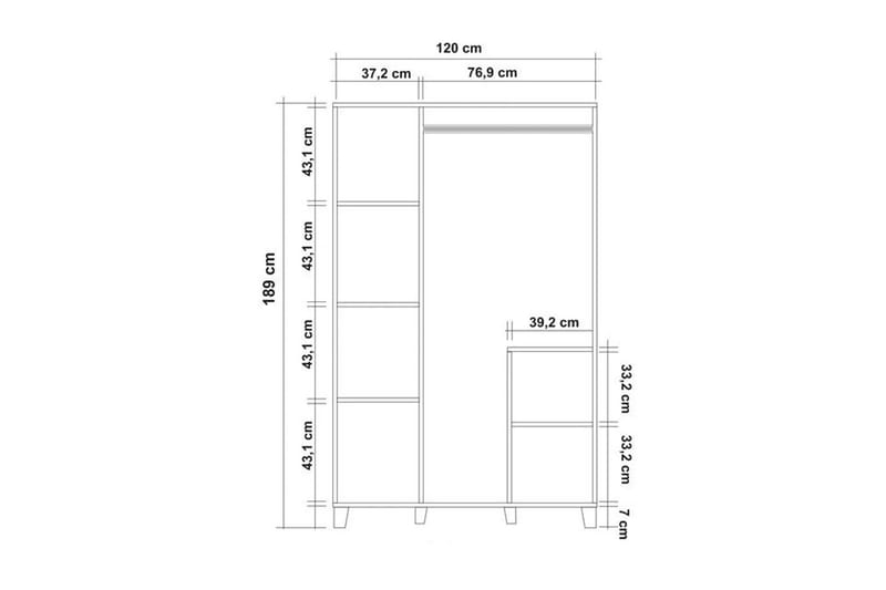 LEVA Garderob 120x189 cm Brun/Vit - Garderober & garderobssystem