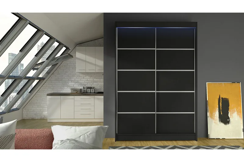 Liverpool Garderob 120x200 cm - Svart - Förvaring - Sko- & klädf örvaring - Garderober & garderobssystem