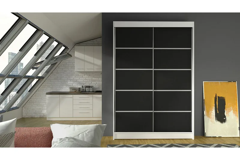 Liverpool Garderob 120x200 cm - Svart/Vit - Förvaring - Sko- & klädförvaring - Garderober & garderobssystem