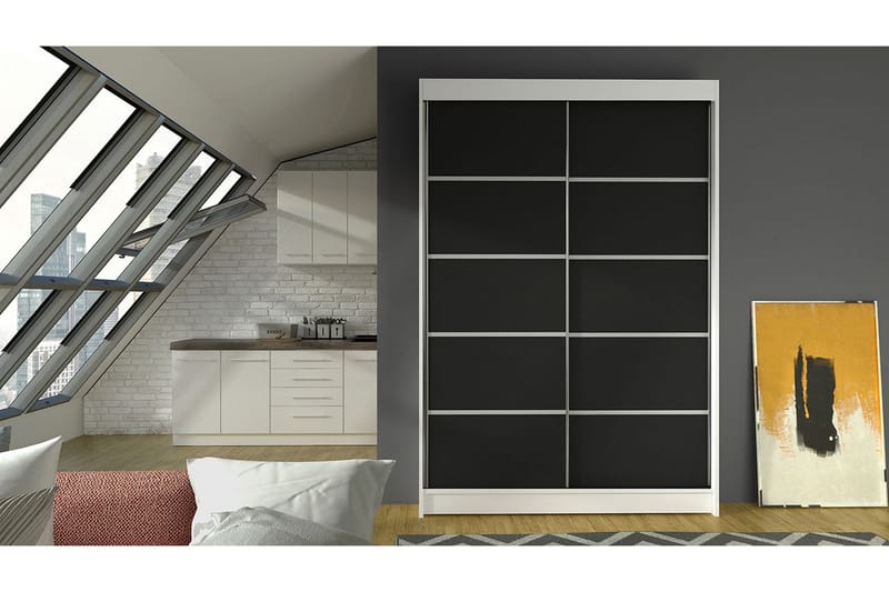 Liverpool Garderob 120x200 cm - Svart/Vit - Förvaring - Sko- & klädförvaring - Garderober & garderobssystem