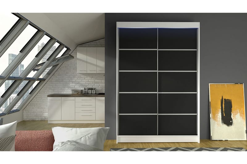 Liverpool Garderob 120x200 cm - Svart/Vit - Förvaring - Sko- & klädförvaring - Garderober & garderobssystem