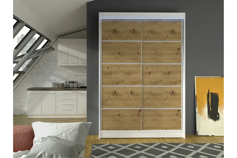 Liverpool Garderob 120x200 cm - Vit/Brun - Förvaring - Sko- & klädförvaring - Garderober & garderobssystem