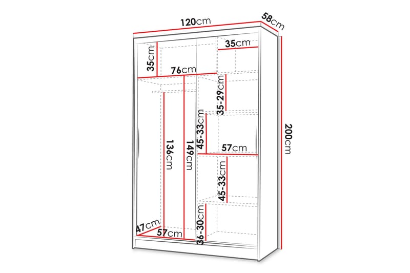 Liverpool Garderob 120x200 cm - Vit/Brun - Förvaring - Sko- & klädförvaring - Garderober & garderobssystem
