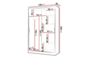 Liverpool Garderob 120x200 cm - Vit/Brun - Förvaring - Sko- & klädförvaring - Garderober & garderobssystem