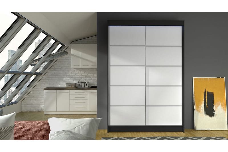 Liverpool Garderob 120x200 cm - Vit/Svart - Förvaring - Sko- & klädförvaring - Garderober & garderobssystem