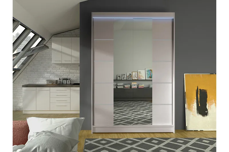 Liverpool Garderob m. Spegel 120x200 cm - Grå - Förvaring - Sko- & klädförvaring - Garderober & garderobssystem