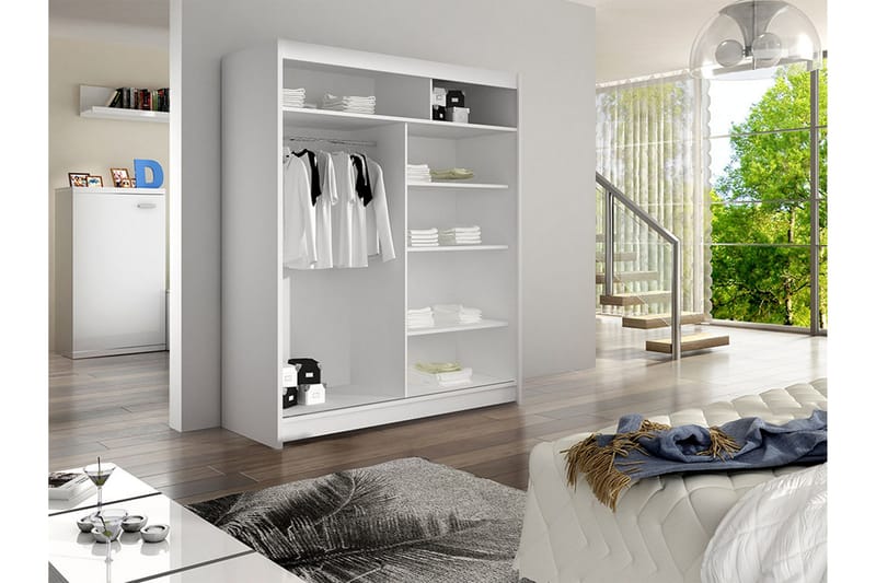 Liverpool Garderob m. Spegel 120x200 cm - Svart/Vit - Förvaring - Sko- & klädförvaring - Garderober & garderobssystem