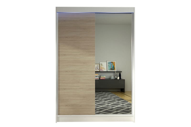 Liverpool Garderob med Spegel 120x200 cm, Brun/Vit