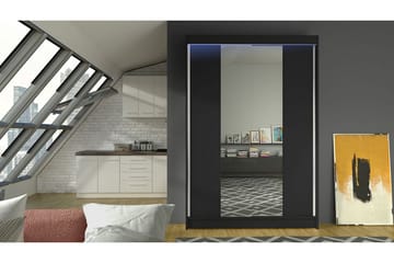 Liverpool Garderob med Spegel 120x200 cm - Svart - Förvaring - Sko- & klädförvaring - Garderober & garderobssystem