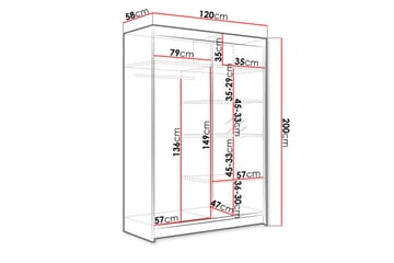 Liverpool Garderob med Spegel 120x200 cm - Svart/Vit - Förvaring - Sko- & klädförvaring - Garderober & garderobssystem