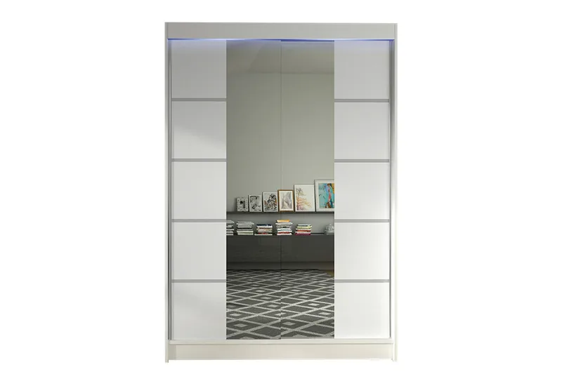 Liverpool Garderob med Spegel 120x200 cm, Vit