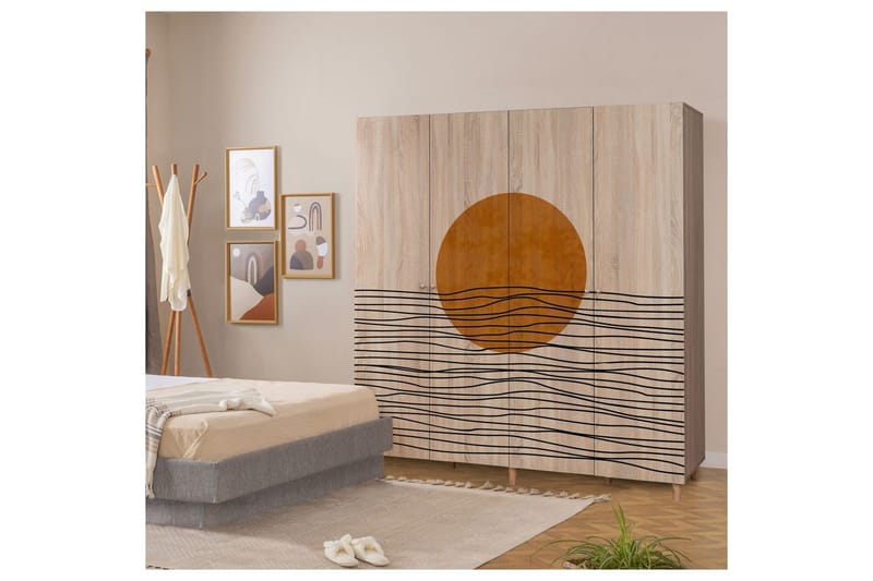 Loni Garderob 180x192 cm - Natur - Förvaring - Skåp - Garderobsskåp