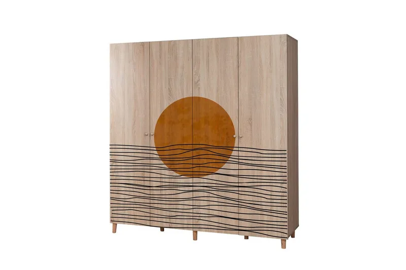 Loni Garderob 180x192 cm - Natur - Förvaring - Skåp - Garderobsskåp