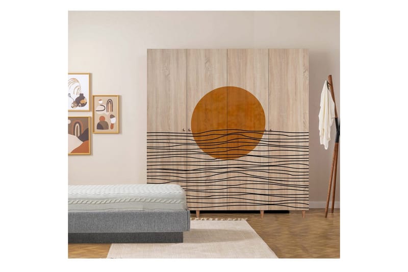 Loni Garderob 180x192 cm - Natur - Förvaring - Skåp - Garderobsskåp