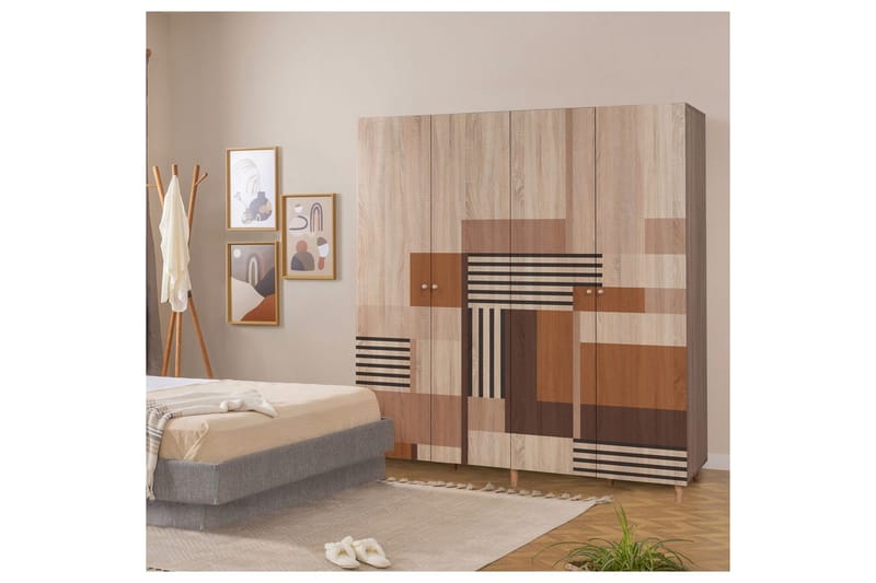 Loni Garderob 180x192 cm - Natur - Förvaring - Sko- & klädförvaring - Garderober & garderobssystem