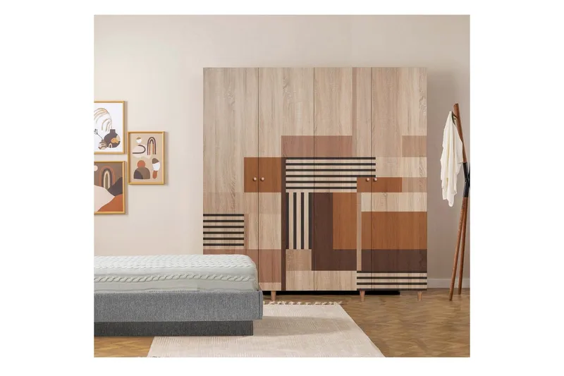 Loni Garderob 180x192 cm - Natur - Förvaring - Skåp - Garderobsskåp