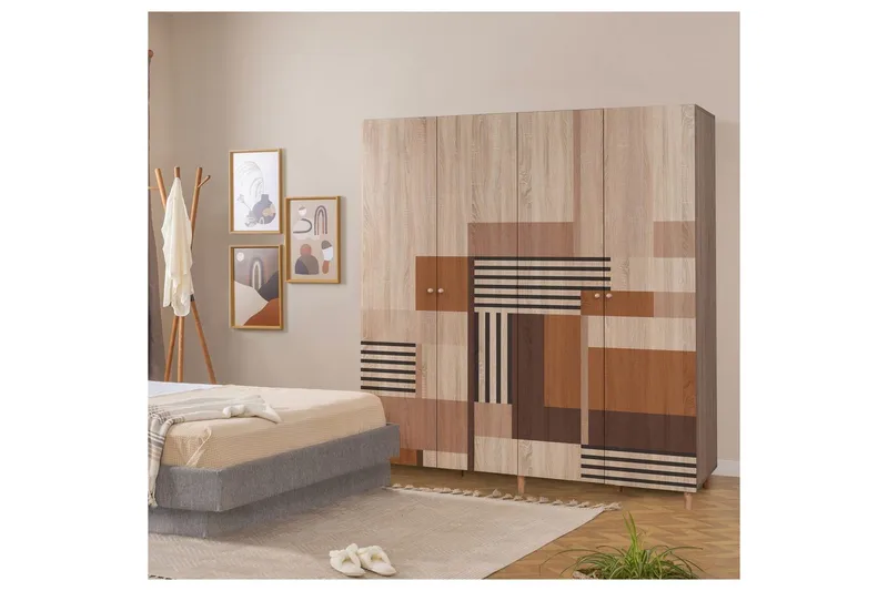 Loni Garderob 180x192 cm - Natur - Förvaring - Skåp - Garderobsskåp