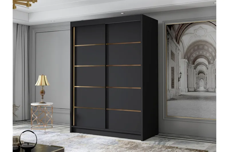 Lungos Garderob 120x200 cm - Svart - Förvaring - Sko- & klädförvaring - Garderober & garderobssystem