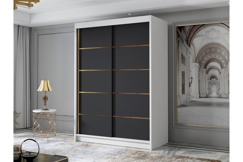 Lungos Garderob 120x200 cm - Svart/Vit - Förvaring - Sko- & klädförvaring - Garderober & garderobssystem