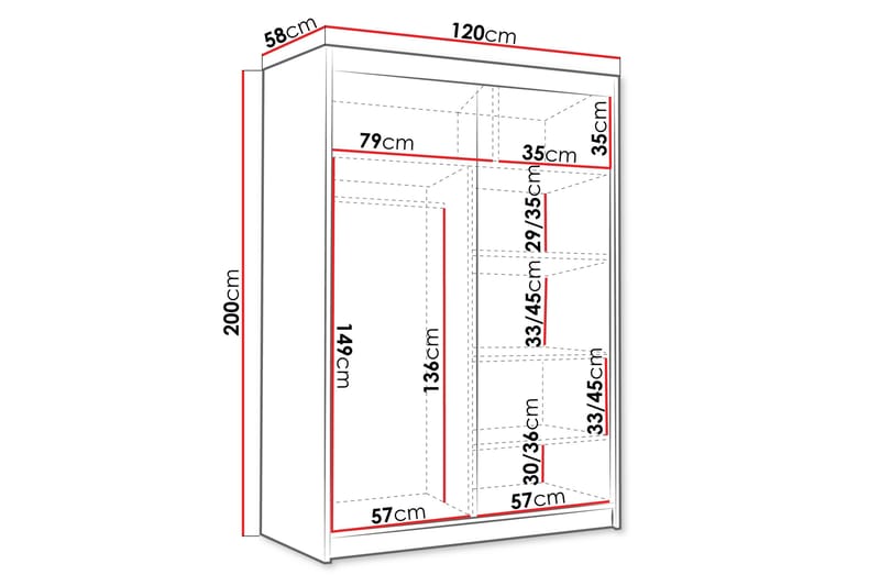 Lungos Garderob 120x200 cm - Svart/Vit - Förvaring - Sko- & klädförvaring - Garderober & garderobssystem
