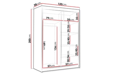 Lungos Garderob 120x200 cm - Vit/Svart - Förvaring - Sko- & klädförvaring - Garderober & garderobssystem