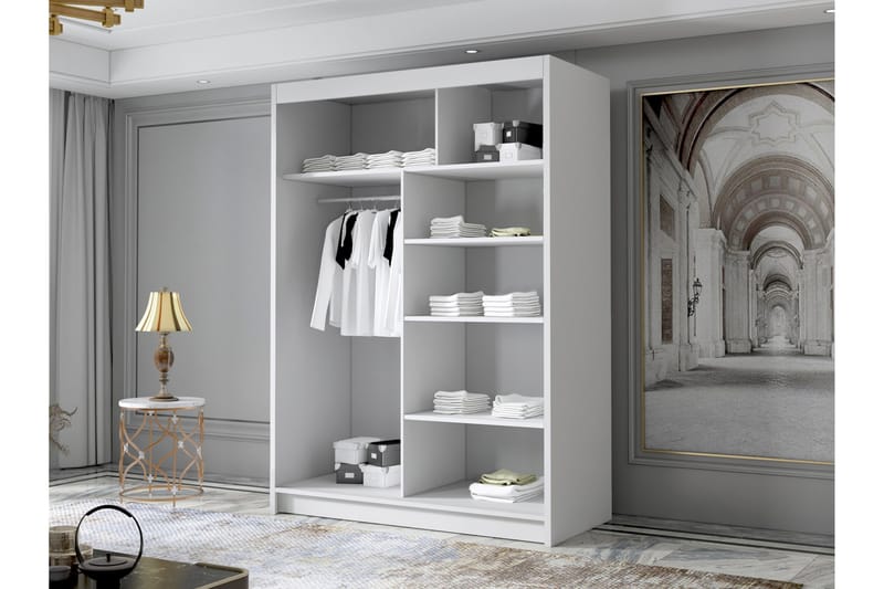 Lungos Garderob med Spegel 120x200 cm - Svart - Förvaring - Sko- & klädförvaring - Garderober & garderobssystem