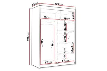 Lungos Garderob med Spegel 120x200 cm - Svart - Förvaring - Sko- & klädförvaring - Garderober & garderobssystem