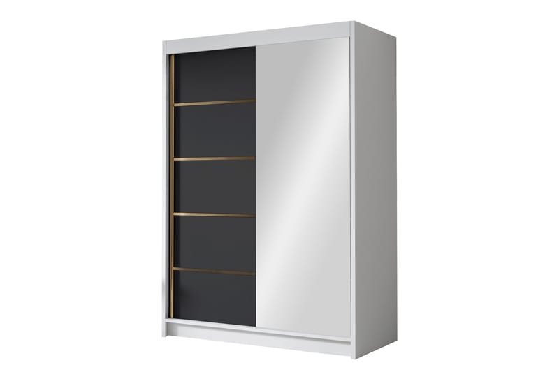 Lungos Garderob med Spegel 120x200 cm - Svart/Vit - Förvaring - Sko- & klädförvaring - Garderober & garderobssystem