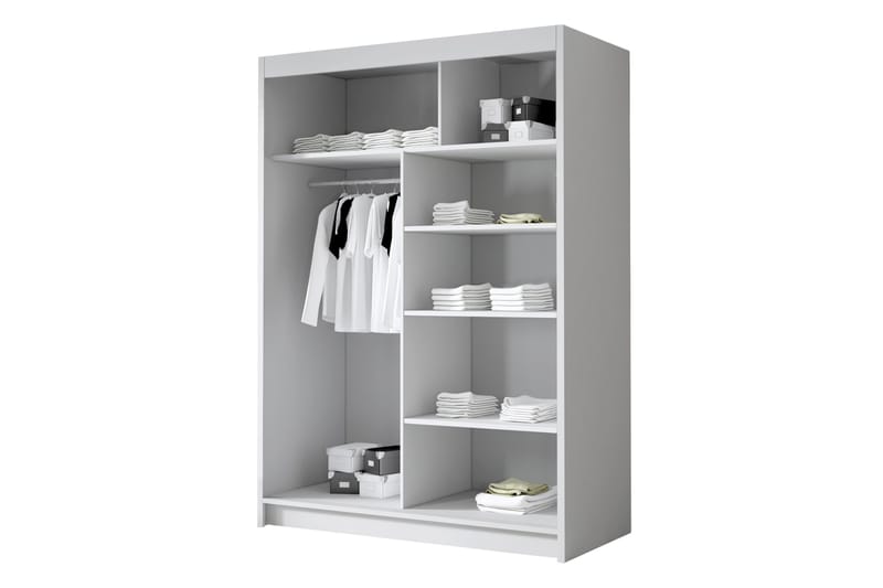 Lungos Garderob med Spegel 120x200 cm - Svart/Vit - Förvaring - Sko- & klädförvaring - Garderober & garderobssystem