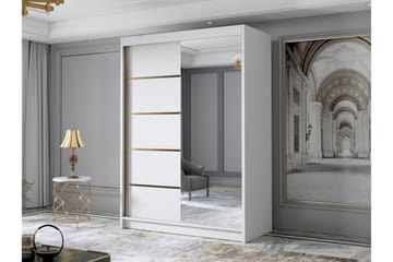 Lungos Garderob med Spegel 120x200 cm - Vit - Förvaring - Sko- & klädförvaring - Garderober & garderobssystem