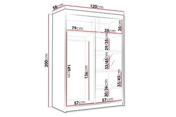 Lungos Garderob med Spegel 120x200 cm - Vit - Förvaring - Sko- & klädförvaring - Garderober & garderobssystem