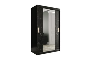 MARMUL Garderob med Speglar Kant 120  cm Marmormönster Svart