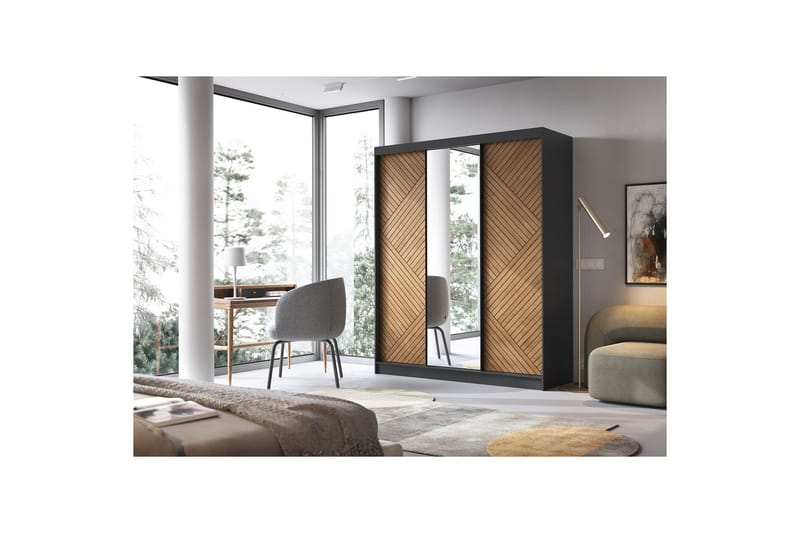 Marrphy Garderob med Spegel 120x220 cm - Brun - Förvaring - Sko- & klädförvaring - Garderober & garderobssystem