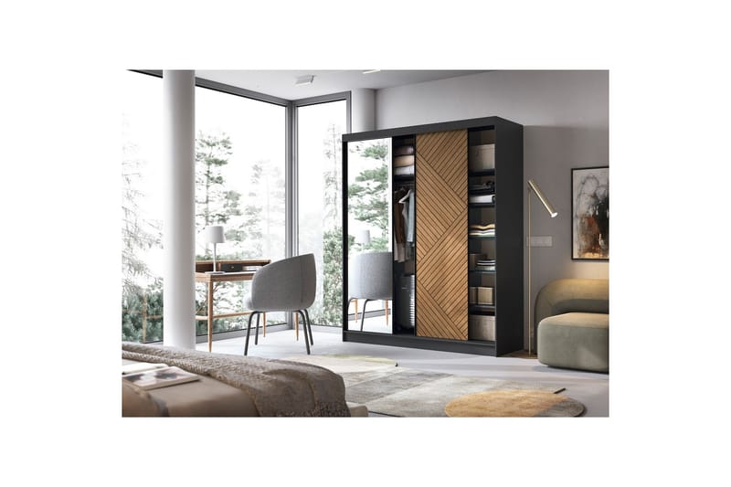 Marrphy Garderob med Spegel 120x220 cm - Brun - Förvaring - Sko- & klädförvaring - Garderober & garderobssystem