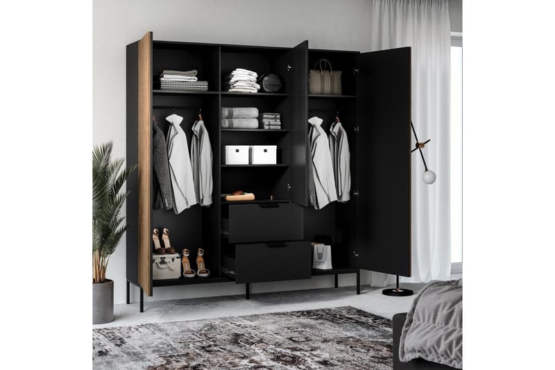 Meorati Garderob 185x200 cm - Brun - Förvaring - Sko- & klädförvaring - Garderober & garderobssystem